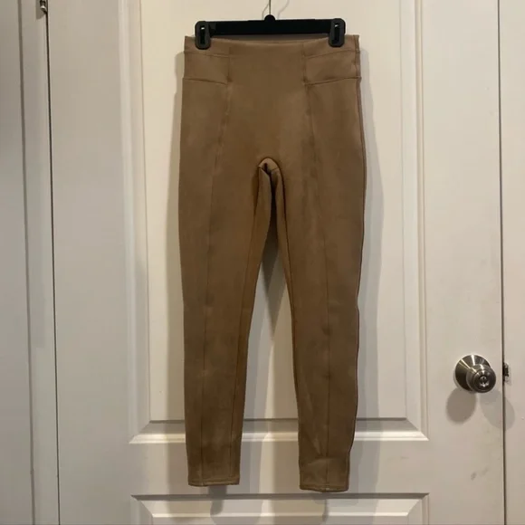 Spanx Faux Suede Leggings in Color Camel - Picture 4 of 5